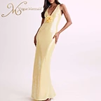 yellow sequin prom dress