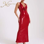 red sequin prom dress
