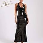 black sequin prom dress